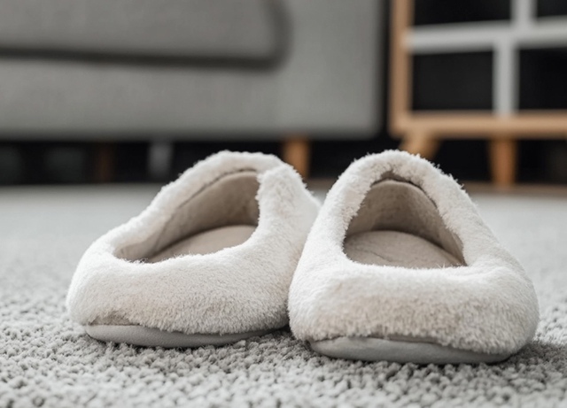Cozy plush fabric slippers with soft faux fur lining